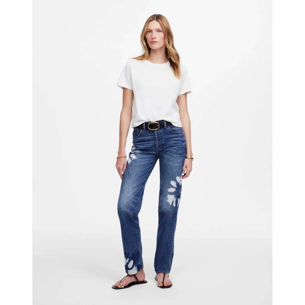 Madewell High Rise Straight Leg Jeans Womens 24 Blue Tie Dye Wash NWT